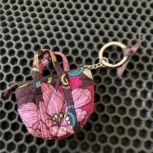 Vera Bradley Brown and Pink Keychain Ring